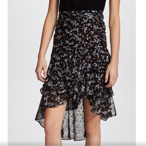 Veronica Beard Cella Metallic Floral Silk Skirt 0 - Picture 2 of 11
